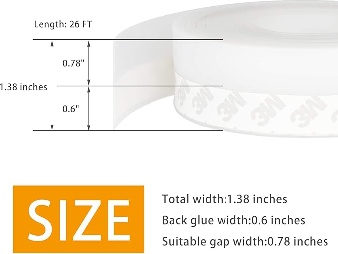Door Weather Stripping Doors Seal Strip, 26 FT Silicone Sealing Tape - Image 2