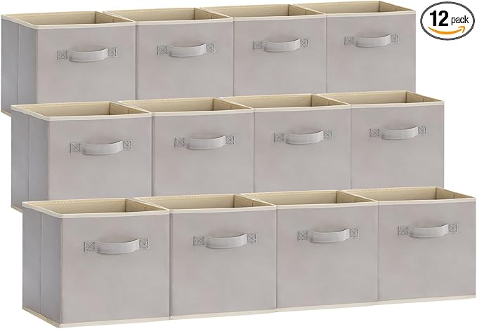 Lifewit 12 Packs Storage Cubes, 11 Inch Cube Storage Bins, Foldable Decorative by Lifewit