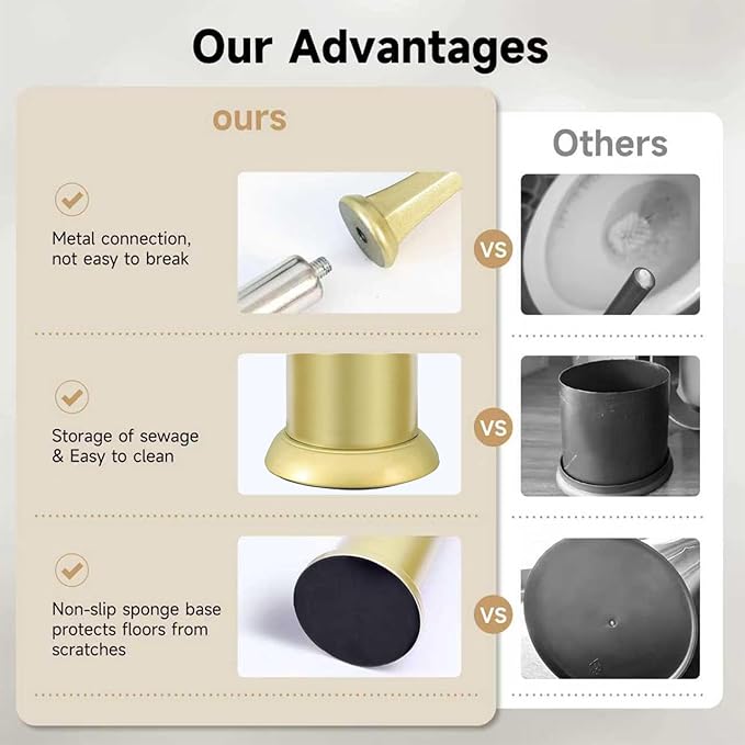 Gold Toilet Brush and Holder，Extra Long Handled Toilet Brush - Image 6