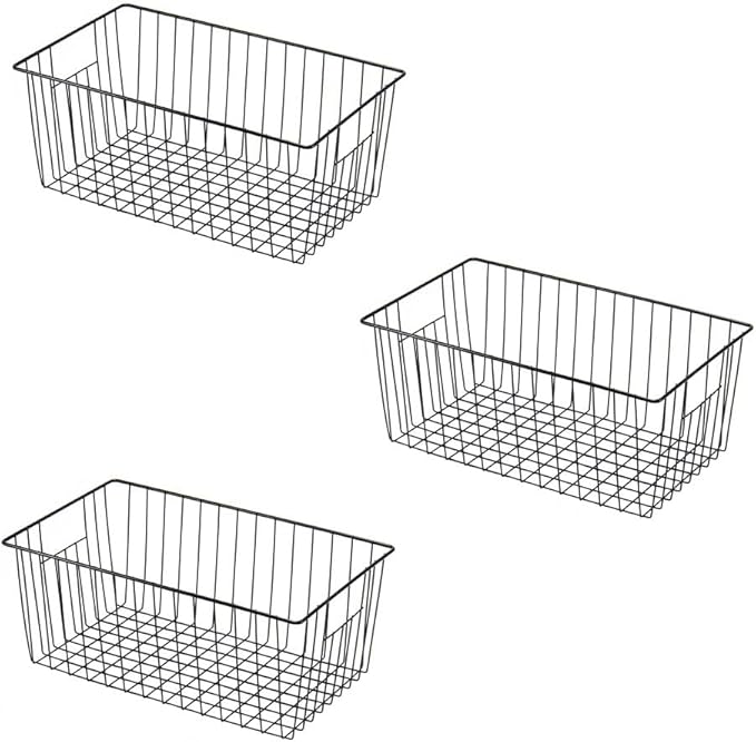 16" L x 12" W Wider Freezer Storage Organizer Baskets Container, Metal Wire by Y.Z.Bros