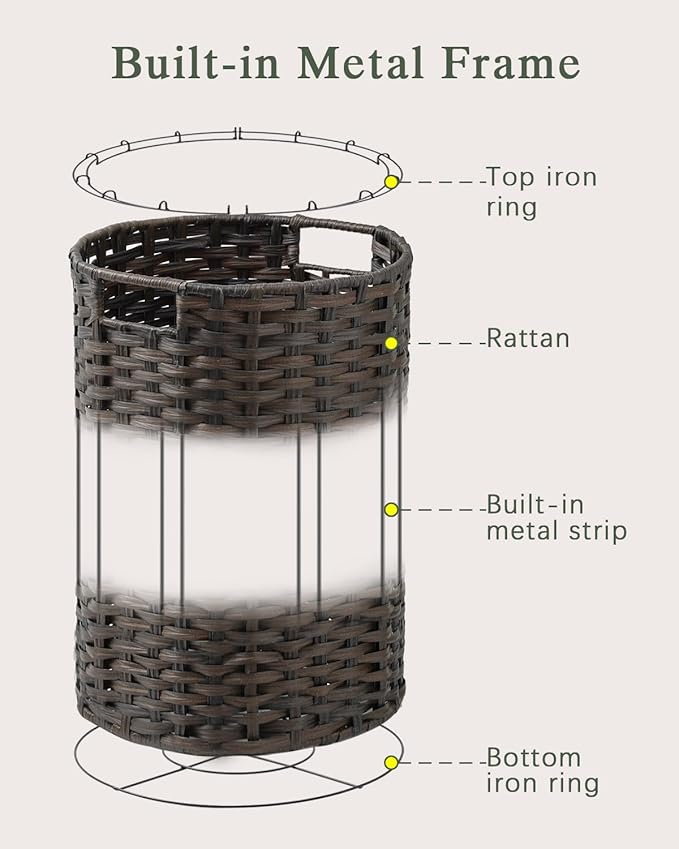 Laundry Basket Round Rattan Laundry Hamper 29.1 Gal Handwoven Large Wicker - Image 9