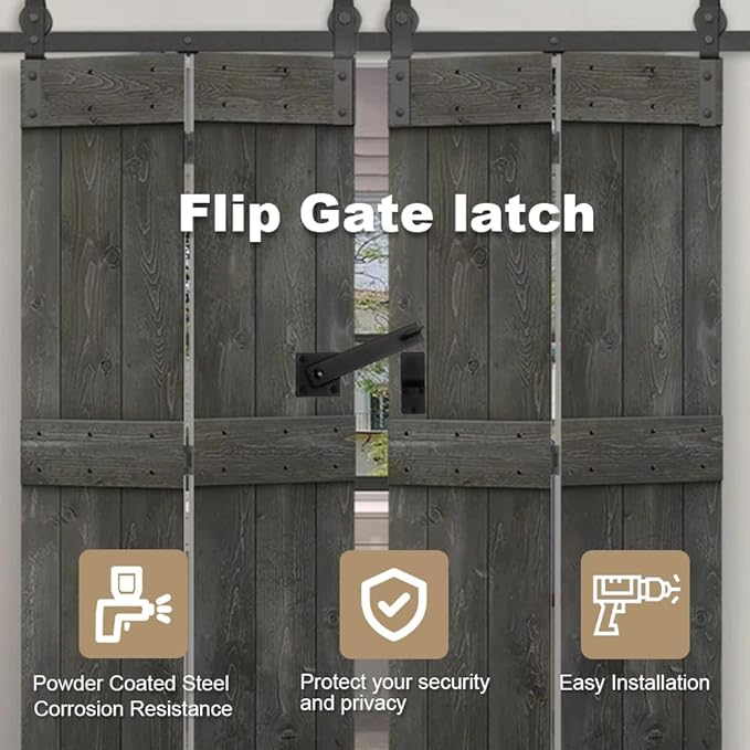 2 Pack Flip Gate Latch Lock 6'' Adjustable Barn Door Lock Hardware Safety - Image 3