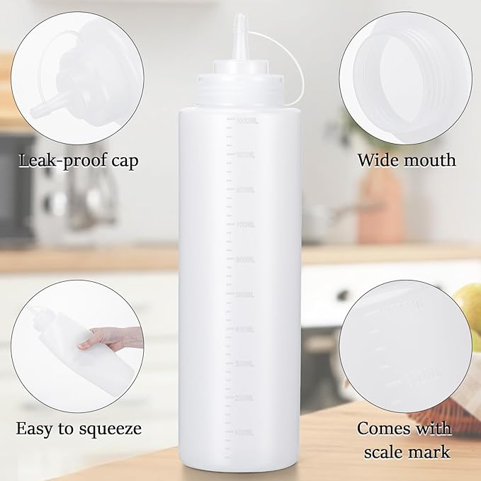 Condiment Squeeze Bottles Ketchup Dispenser, 6 Pack 32oz Squeeze Bottles - Image 3