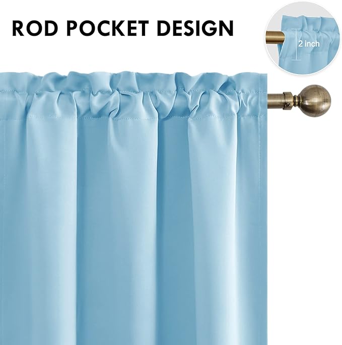 DWCN Blackout Curtains Thermal Insulated Energy Saving Bedroom and Kitchen - Image 4