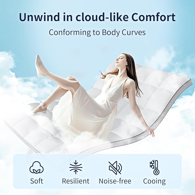 Mattress Topper Twin Extra Thick Mattress Pad Cover - Image 2