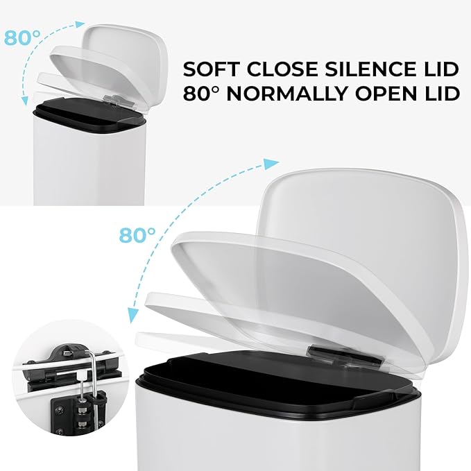 8 Gal Kitchen Trash Can, 30L Recycling or Garbage Bin, Brushed Stainless Steel - Image 2