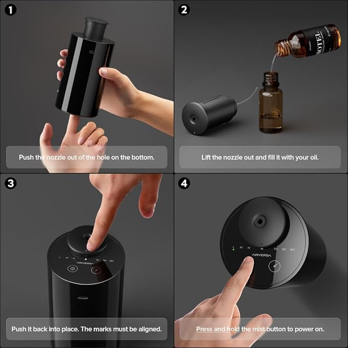 Airversa Waterless Diffuser for Essential Oil, Battery Operated Nebulizer - Image 6