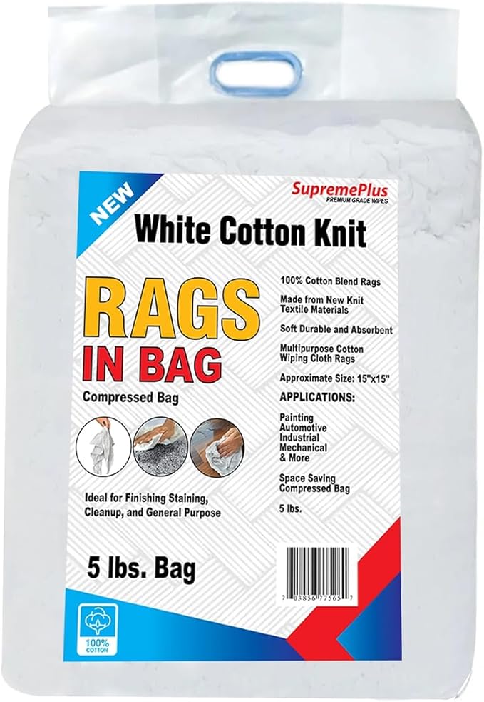 Premium White T-Shirt Cleaning Rags – White Cotton Rags by SupremePlus