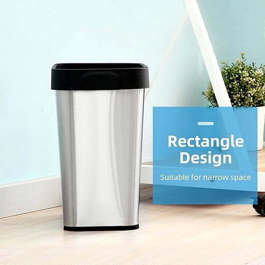 3 Pack Stainless Steel Trash Can 2 Gallon, Open Top Trash Can, Rectangle - Image 4