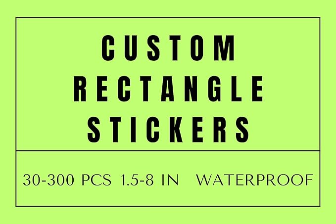 Custom Rectangle Labels, Glossy Waterproof White Vinyl Stickers, 30-300 Pcs by YEYABOA