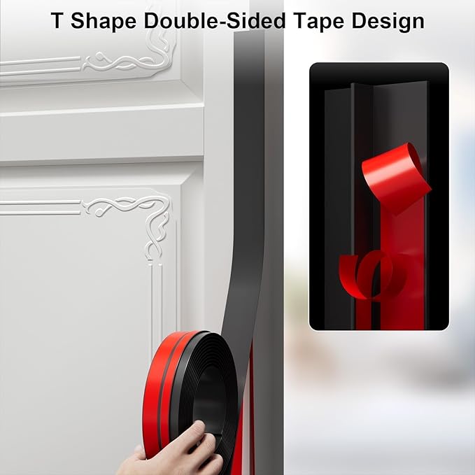 T-Shaped Door Draft Stopper, 1.97 in x 10 Ft Silicone Seal Strip - Image 2