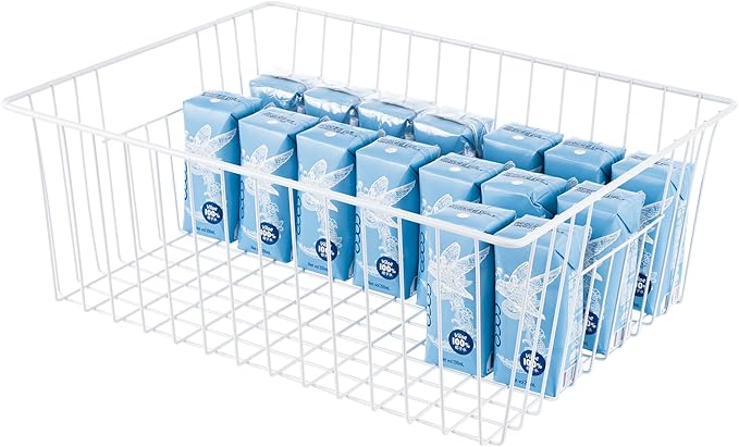 16" L x 12" W Wider Freezer Storage Organizer Baskets Container, Metal Wire - Image 2