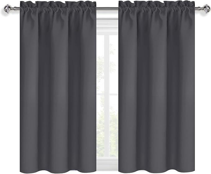 DWCN Kitchen Curtains for Small Windows 45 Inch Length 2 Panels Set, Solid - Image 9