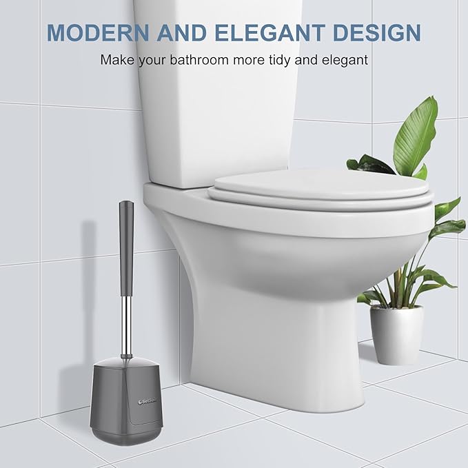 SetSail Toilet Brush and Holder 2 Pack, Self Closing Lid Toilet Bowl Brushes - Image 7