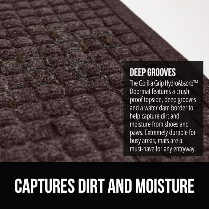 GORILLA GRIP Front Door Mat, Indoor Outdoor Ultra Absorbent HydroAbsorb Doormat - Image 4