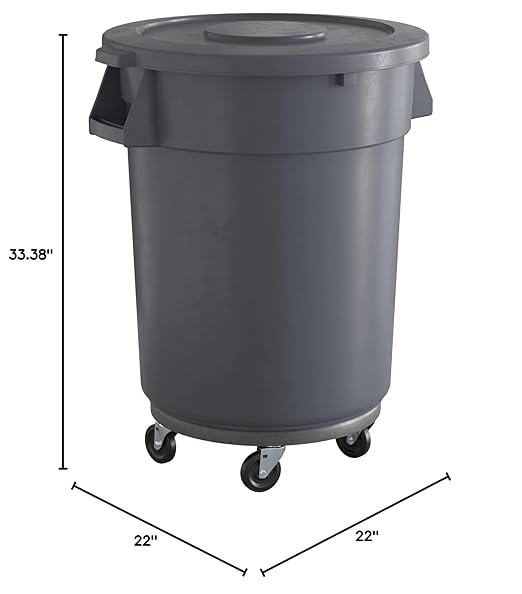 32 Gallon Gray Round Commercial Trash Can - Image 5