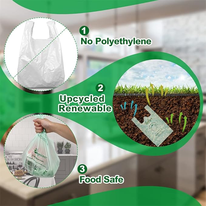 100% Compostable Trash Bags 13 Gallon Tall Kitchen, 0.9 Mil, Kitchen Compost - Image 4