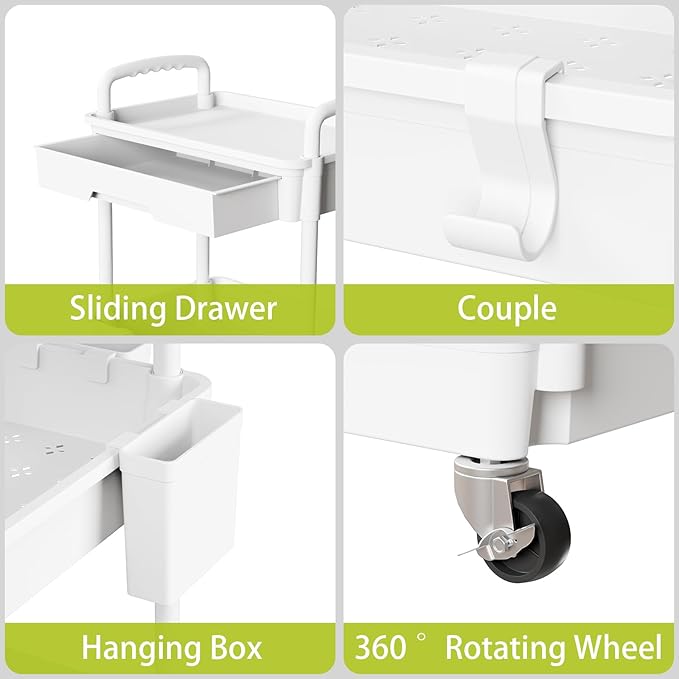 4 Tier Rolling Cart Organizer, Art Craft Diaper Bedside Snack Laundry Room - Image 4