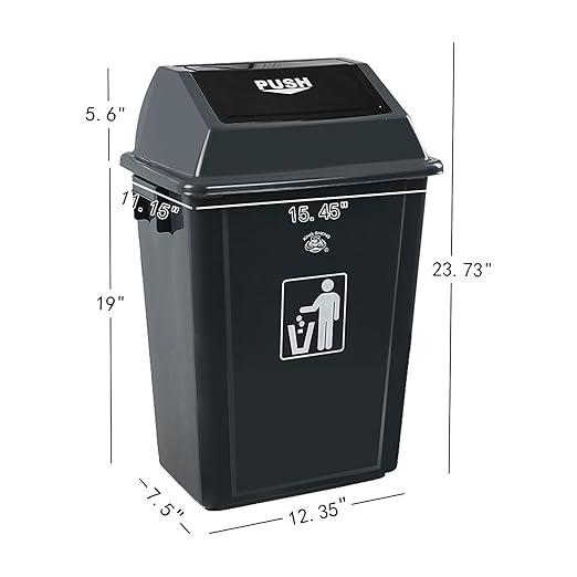 4 Packs 13 Gallon Commercial Heavy-Duty Trash/Garbage Can, Swing Lid Waste - Image 2