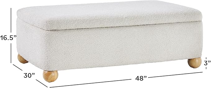 Walker Edison Linley Contemporary Large Storage Bouclé Ottoman - Image 2