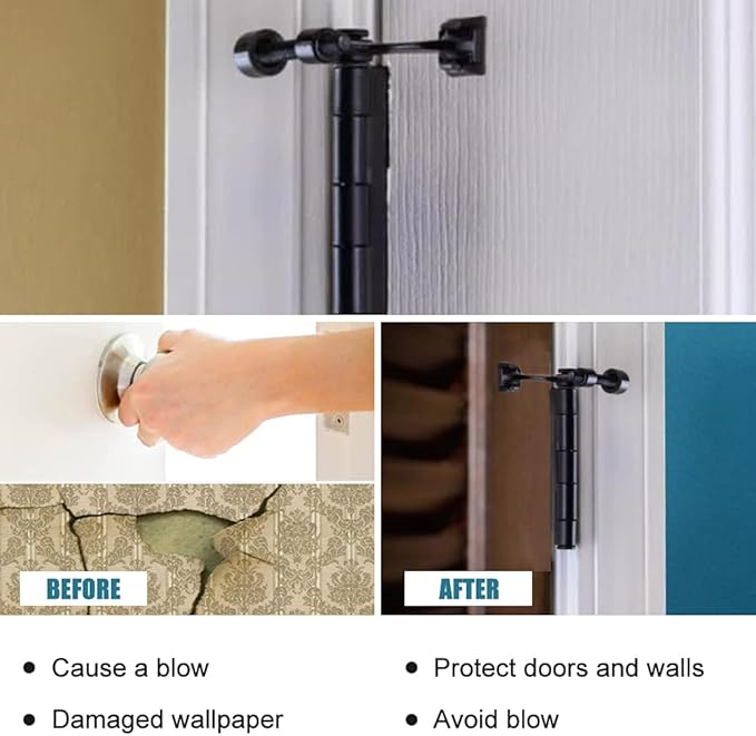 4 Pack Hinge Pin Black Door Stopper, Adjustable Heavy Duty Hinge Pin Door Stop - Image 7