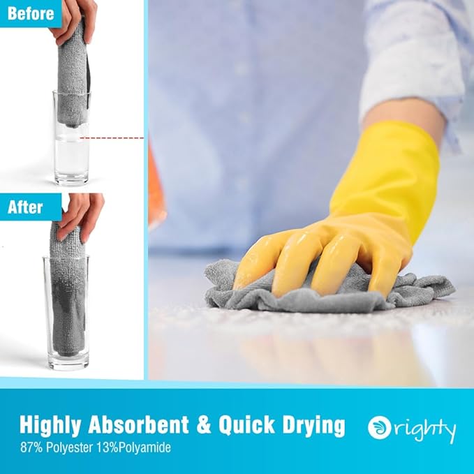 Orighty Cleaning Cloths 12x12 inch, Highly Absorbent Microfiber Cleaning - Image 3