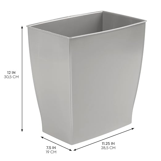 iDesign Small Bathroom Trash Set of 4-Gray Mono Rectangular Can M4 - Image 3
