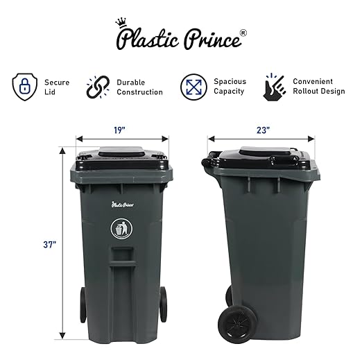 32 Gallon Trash Can Lid Outdoor Trash Can - Image 7
