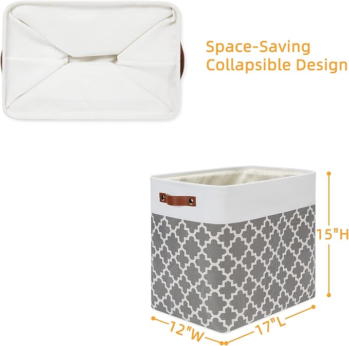 DULLEMELO Storage Baskets Large 17"x12"x15" Foldable Rectangular Storage Bins - Image 2