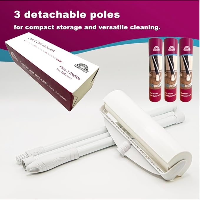 RainbowZone Large Lint Rollers plus 3 Rolls 9.5'' Extra Wide Total 300 sheets - Image 7