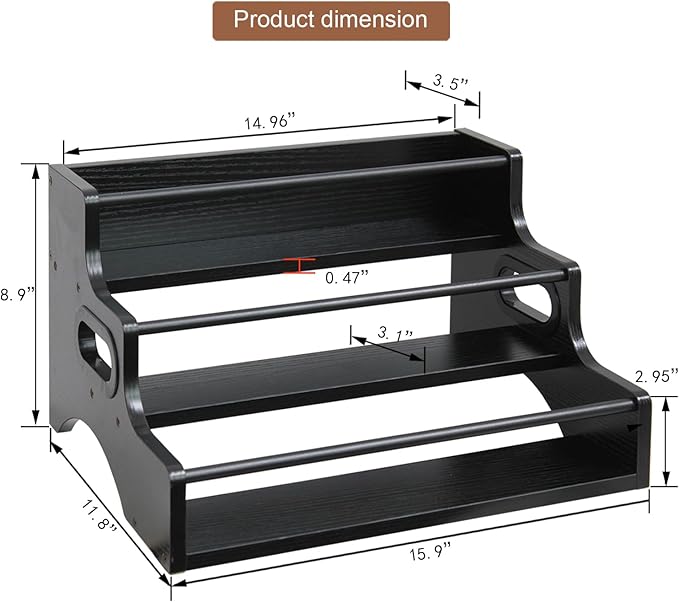 AT-VALY 3-Tier Spice Rack, Iron&MDF Kitchen Storage Shelf, Space-Saving - Image 2