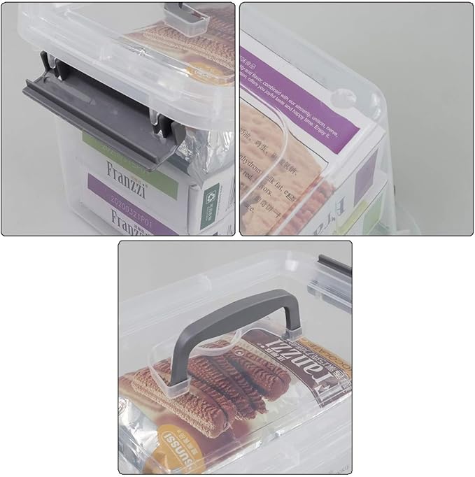 Bringer 6-Pack 5 L Clear Plastic Storage Box, Small Storage Latch Bin - Image 3