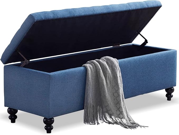 Storage Ottoman 50.2 Inches Upholstered Fabric Storage Ottoman Bench，Button - Image 5