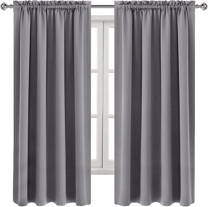 DWCN Grey Room Darkening Blackout Curtains - Image 9