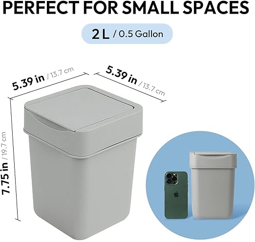 carrotez Mini Trash Can, Countertop Trash Can 2 Liter/ 0.5 Gallon, Mini - Image 5