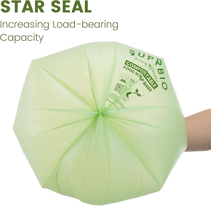 SUPERBIO 13 Gallon Flat Top Compostable Food Waste Bags, 2 Pack, 0.87 Mil - Image 3