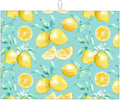 Spring Yellow Lemon Teal Background Microfiber Dish Drying Mat by GOCGRVOfficialOnline