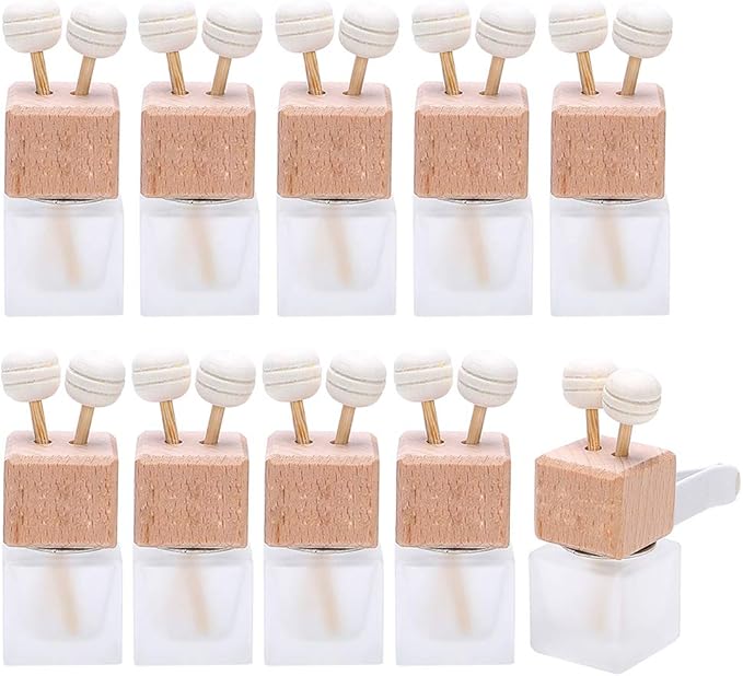 10 Pack, 8ml Matte Glass Car Air Freshener Perfume Clip Diffuser, Empty by Furnido