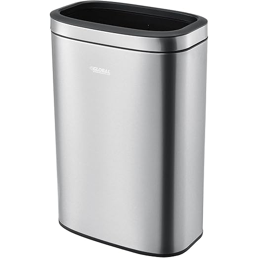 Global Industrial 10-1/2 Gallon Stainless Steel Slim Open Top Receptacle by GlobalIndustrial