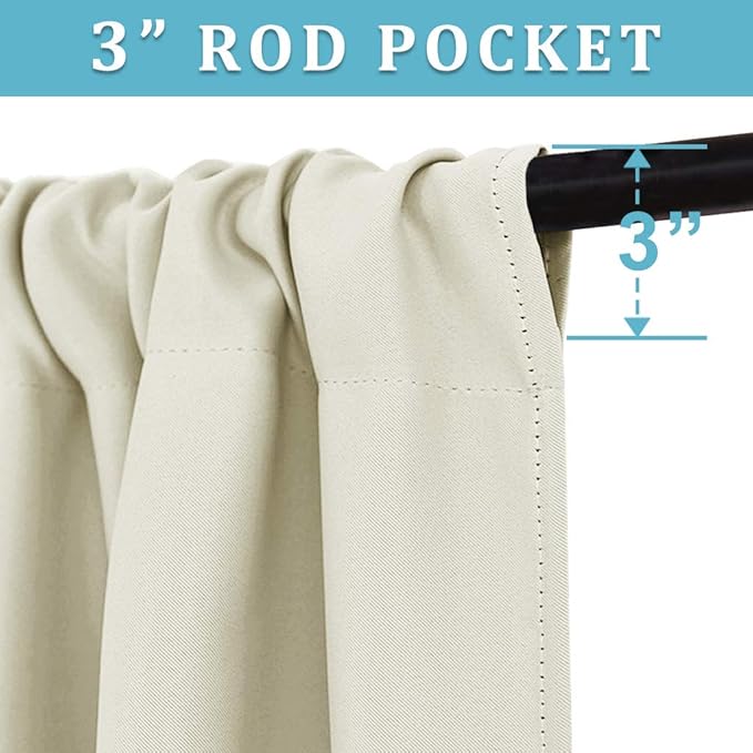 RYB HOME Curtains for Bedroom 63 inches Long, W 34 x L 63, 2 Panels - Image 3