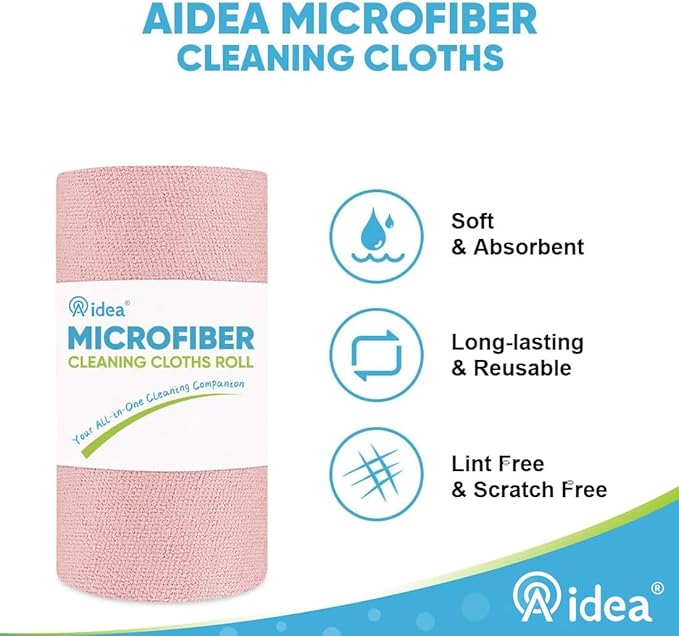 AIDEA Microfiber Cleaning Cloth 330 Sheets 6 Roll, Microfiber Towels - Image 3