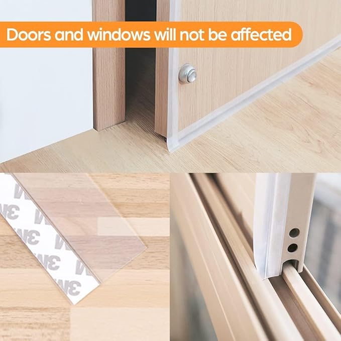 Door Weather Stripping Door Seal Strip Tape, Silicone Door Draft Stopper - Image 5