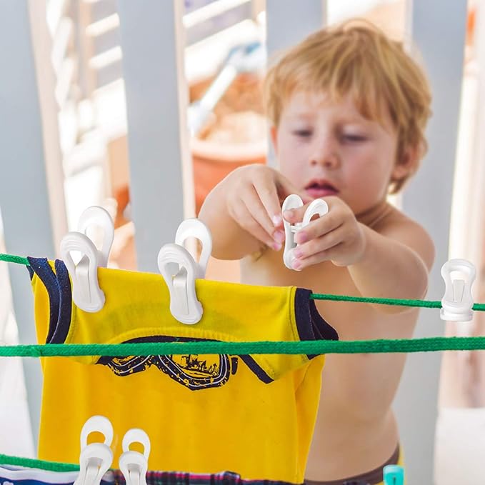 Tinfol White Plastic Hanger Clips, 24 Pack Hanger Clips- Strong Pinch Grip - Image 7