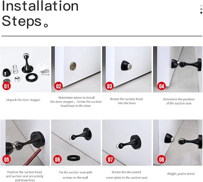 Door Stopper 6 Pack Magnetic Door Stops, Zinc Alloy Antique Brass Door Catch - Image 6