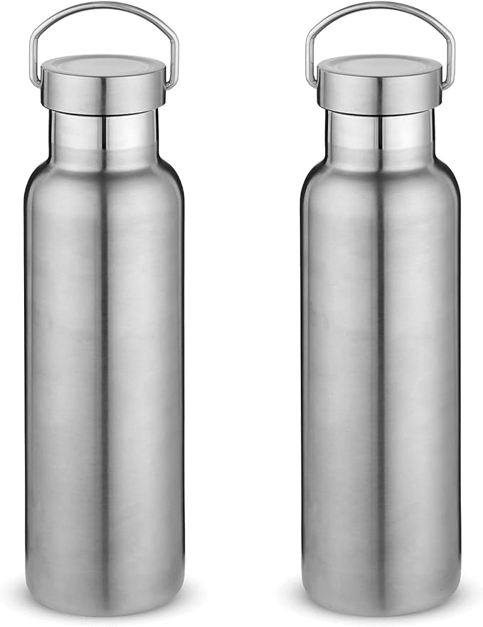 Neihepal 20 oz Insulated Water Bottles Bulk 2 Pack, Stainless Steel Double Wall by Neihepal