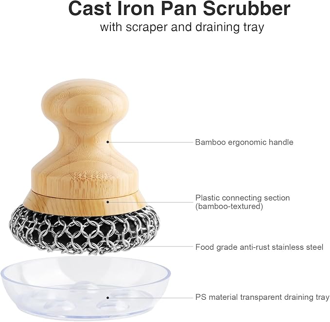Cast Iron Scrubber and Scraper, Chain Mail Cleaner - Image 4