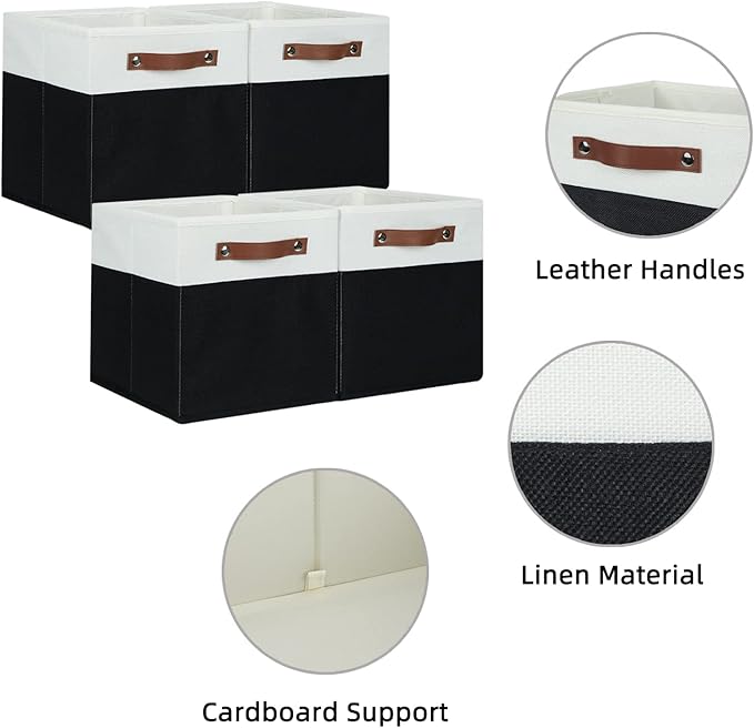 HNZIGE Cubes Storage Bins Set of 4, 11 x 11 Fabric Storage Cube Baskets - Image 3