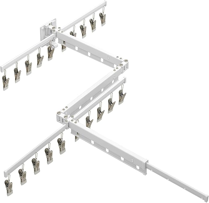 Hoimpro White 51" Clothes Drying Rack Retractable Foldable Wall Mounted by Hoimpro