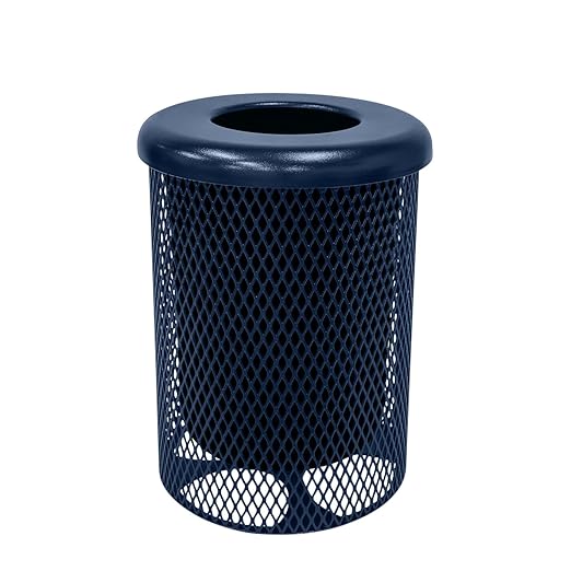 COATEDOUTDOORFURNITURE RFT-TXTDBL Heavy Duty 32 Gallon Round Trash Receptacle by CoatedOutdoorFurniture