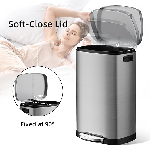 KUK 13 Gallon/50L Stainless Steel Kitchen Trash Can - Image 3